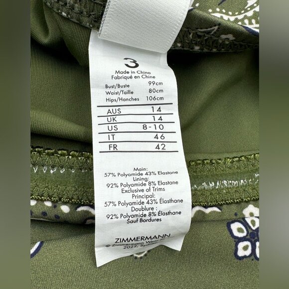 🆕 ZIMMERMANN 🧿 NWOT Paisley Scarf Sculpt Bandeau Swimsuit - Sz 3 - US 8, Green - Picture 13 of 15